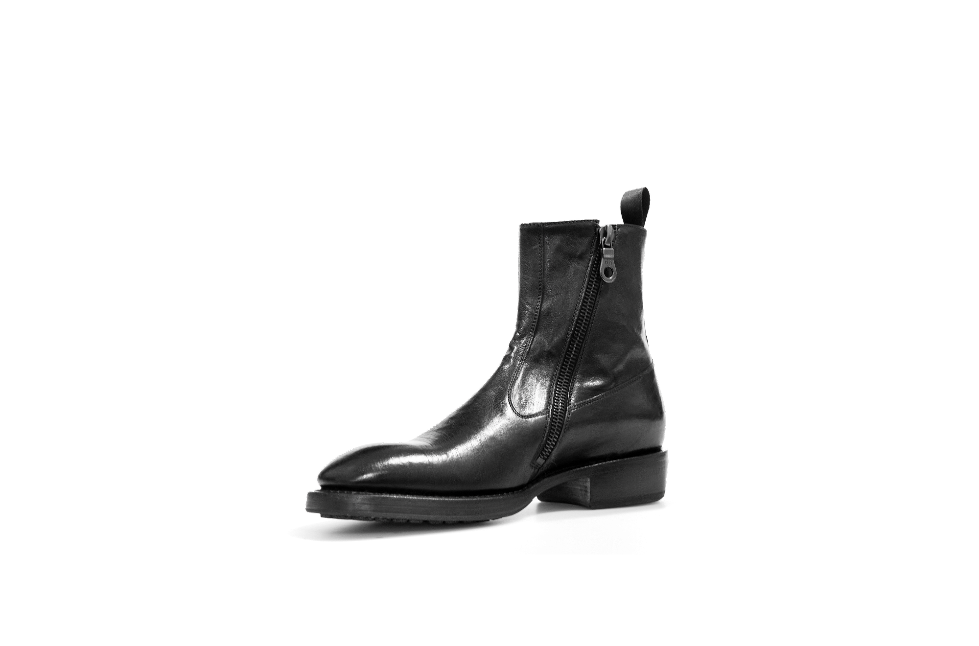 Axwell Black Cangaroo Leather Zipper Boots