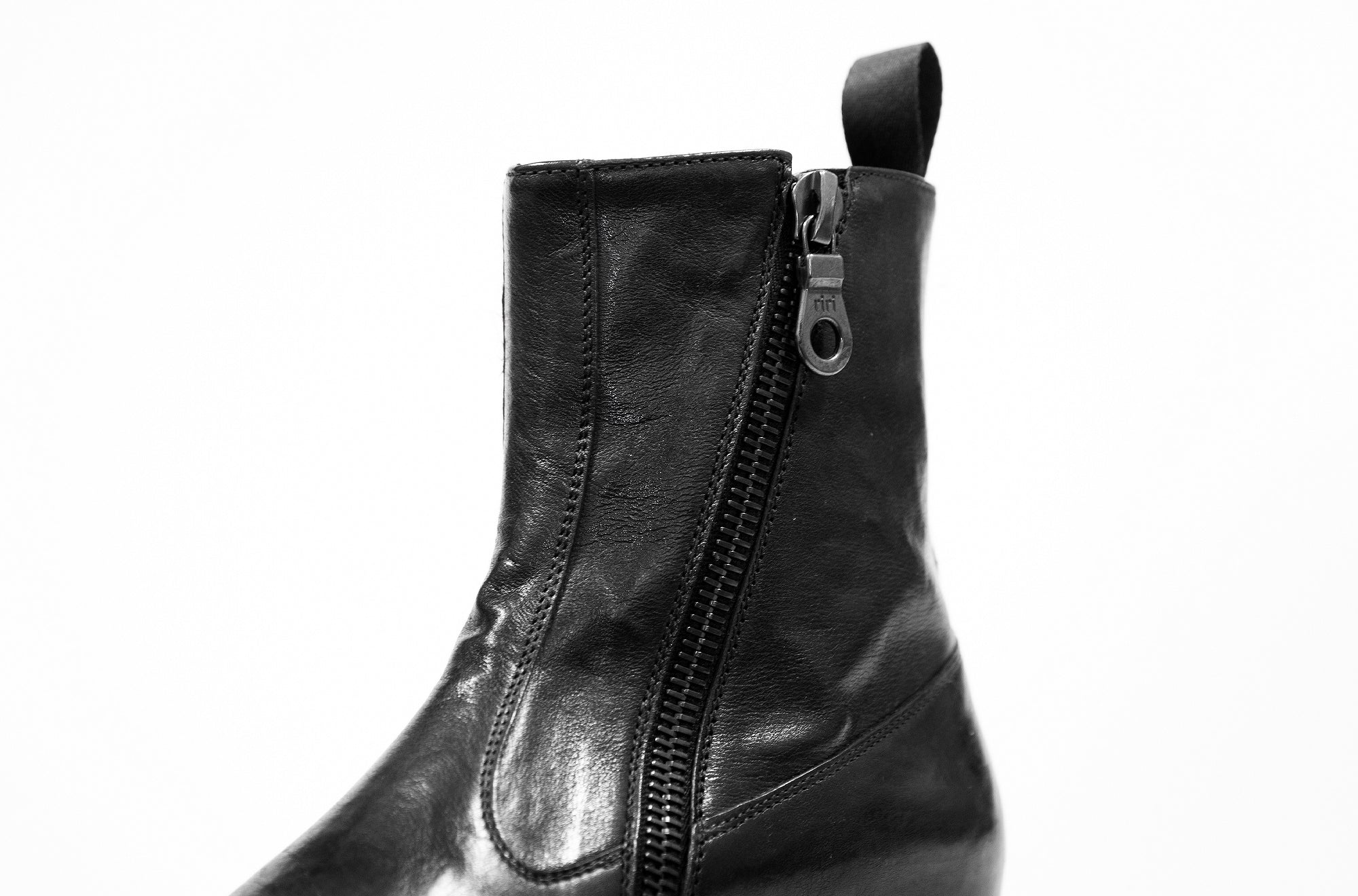 Axwell Black Cangaroo Leather Zipper Boots