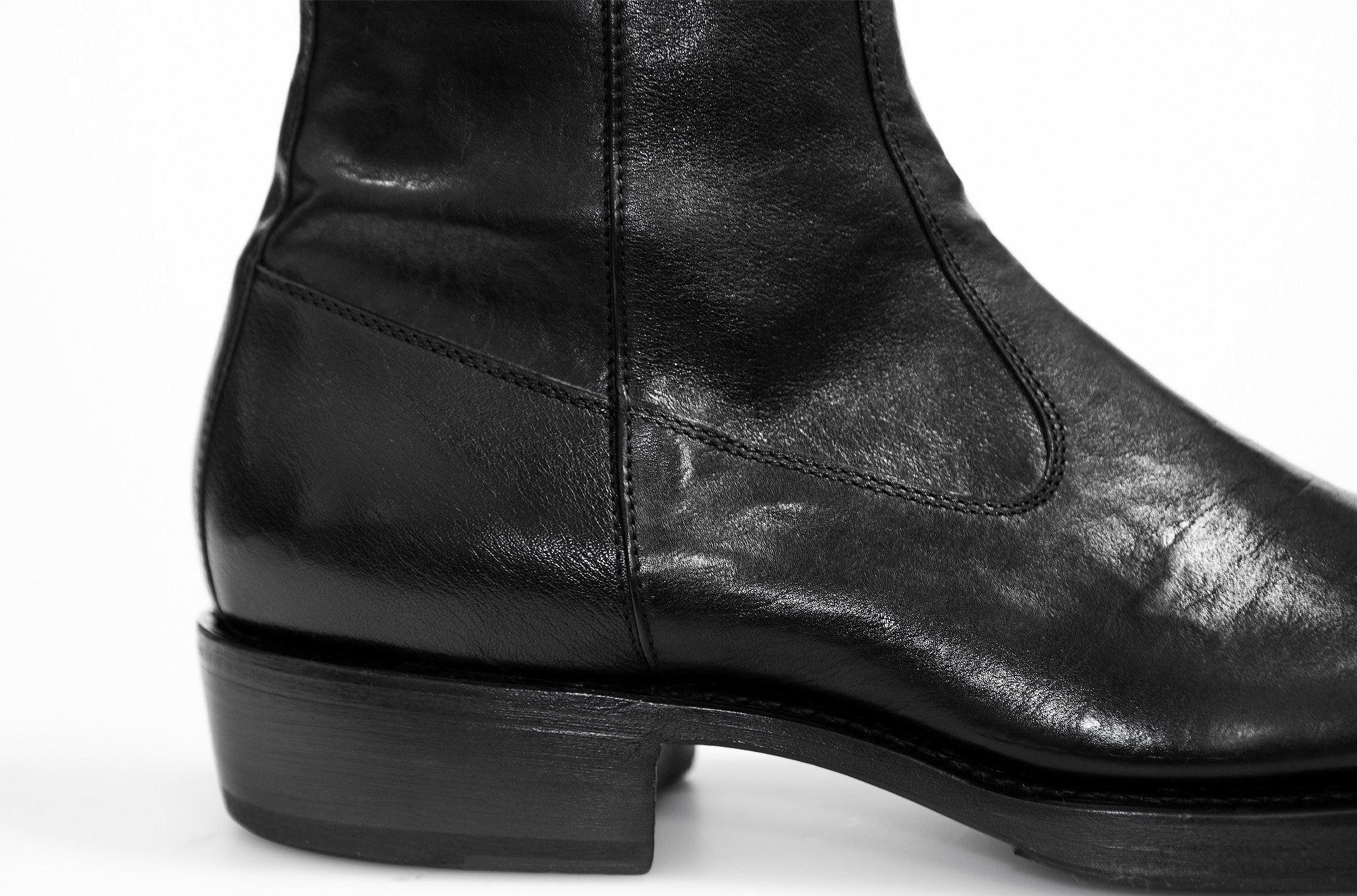 Axwell Black Cangaroo Leather Zipper Boots