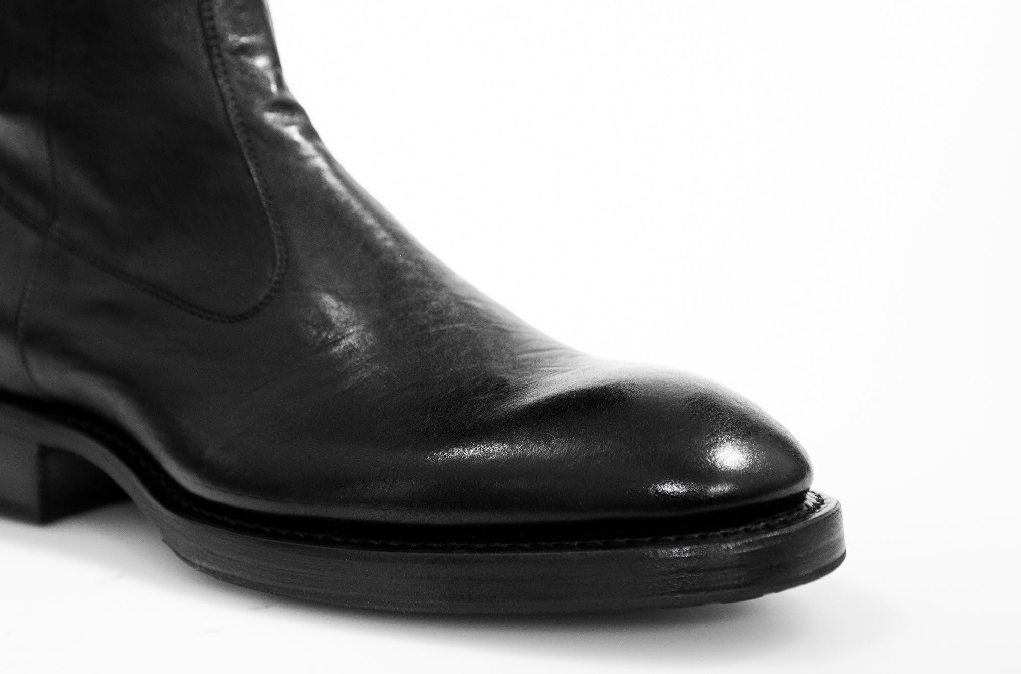 Axwell Black Cangaroo Leather Zipper Boots