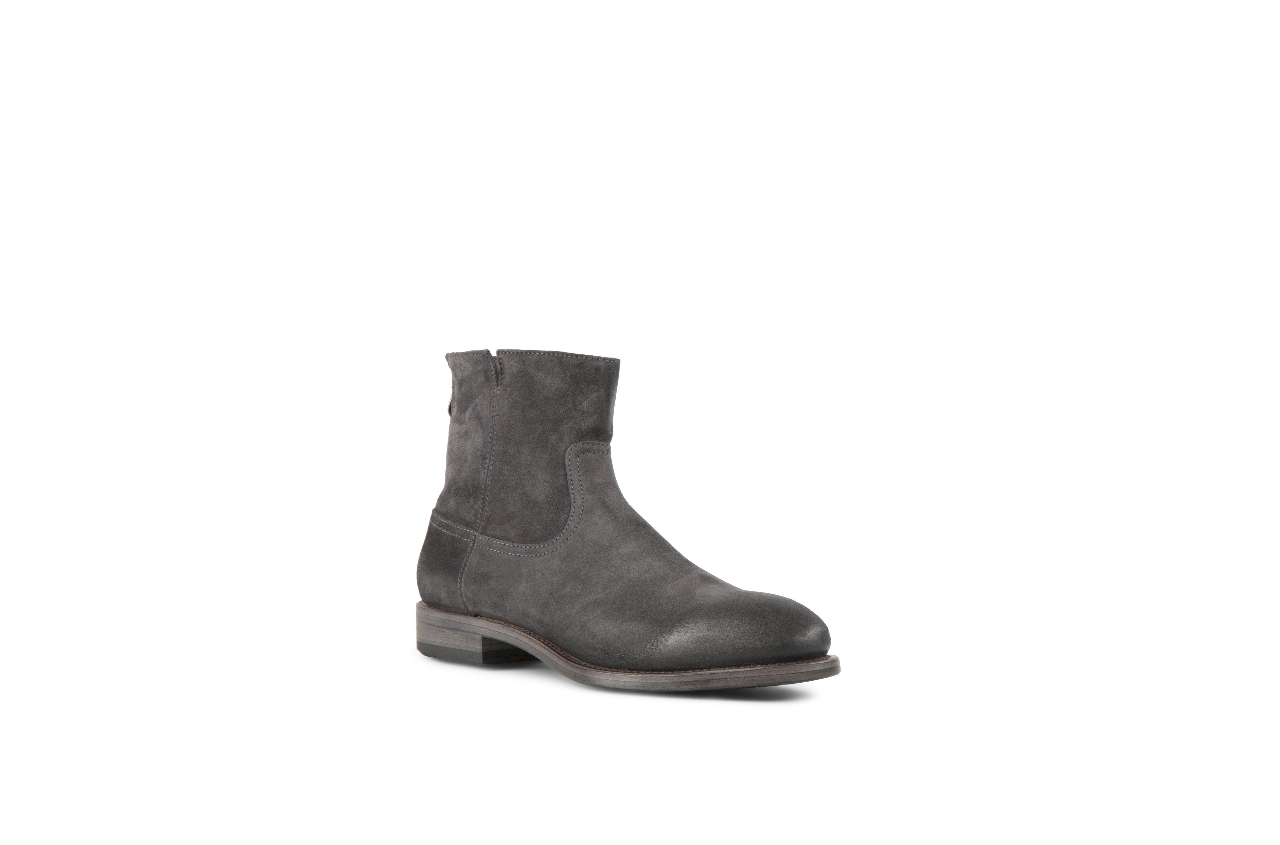 Flame Anthracite Suede Leather Zipper Boots