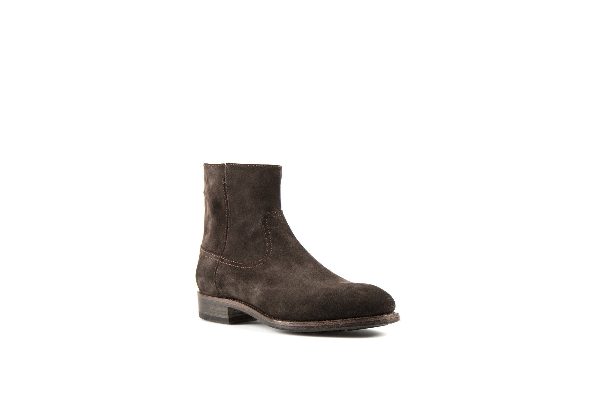 Flame Coffee Suede Leather Zipper Boots