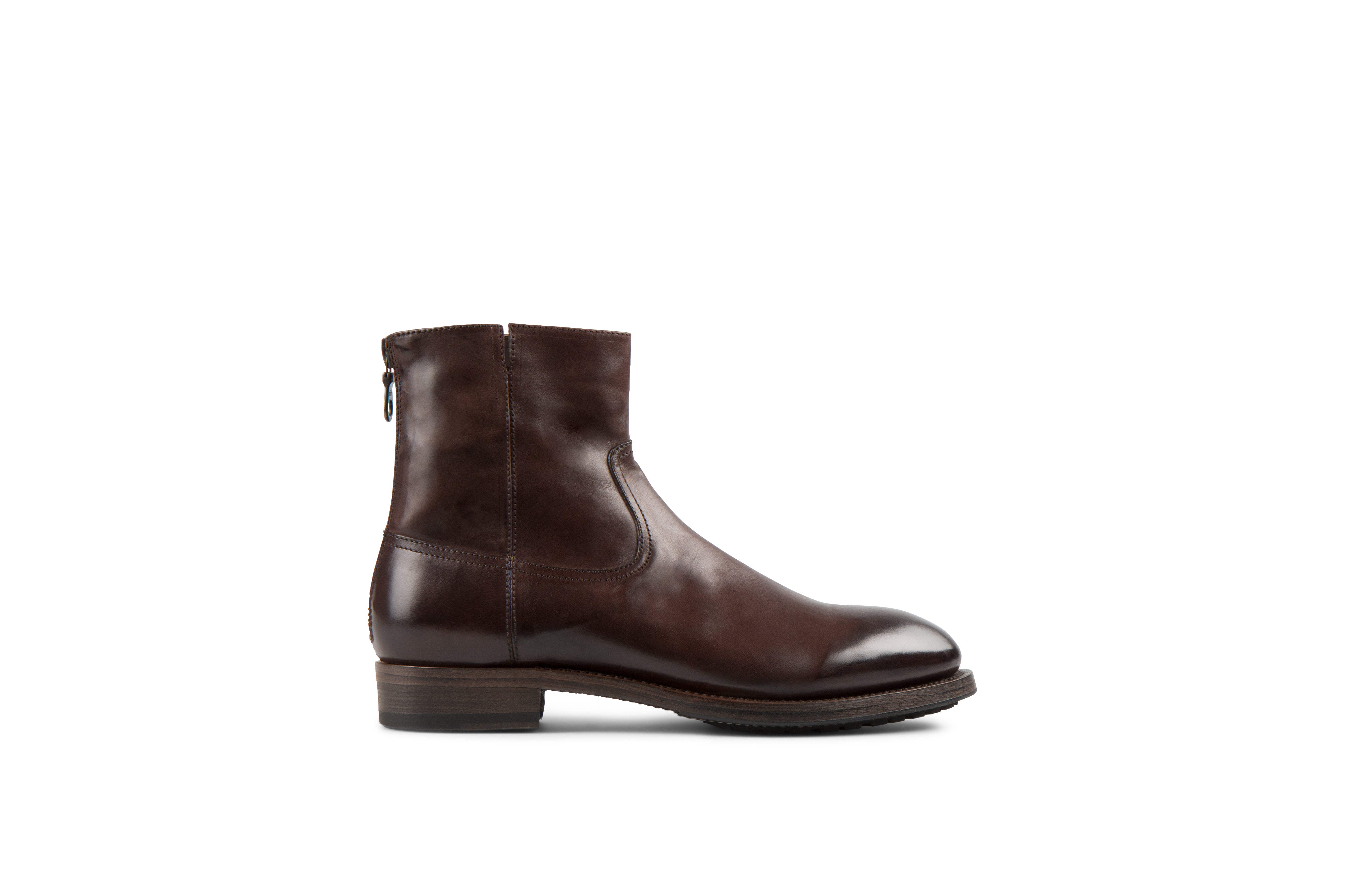 Flame Tmoro Washed Cordovan Leather Zipper Boots