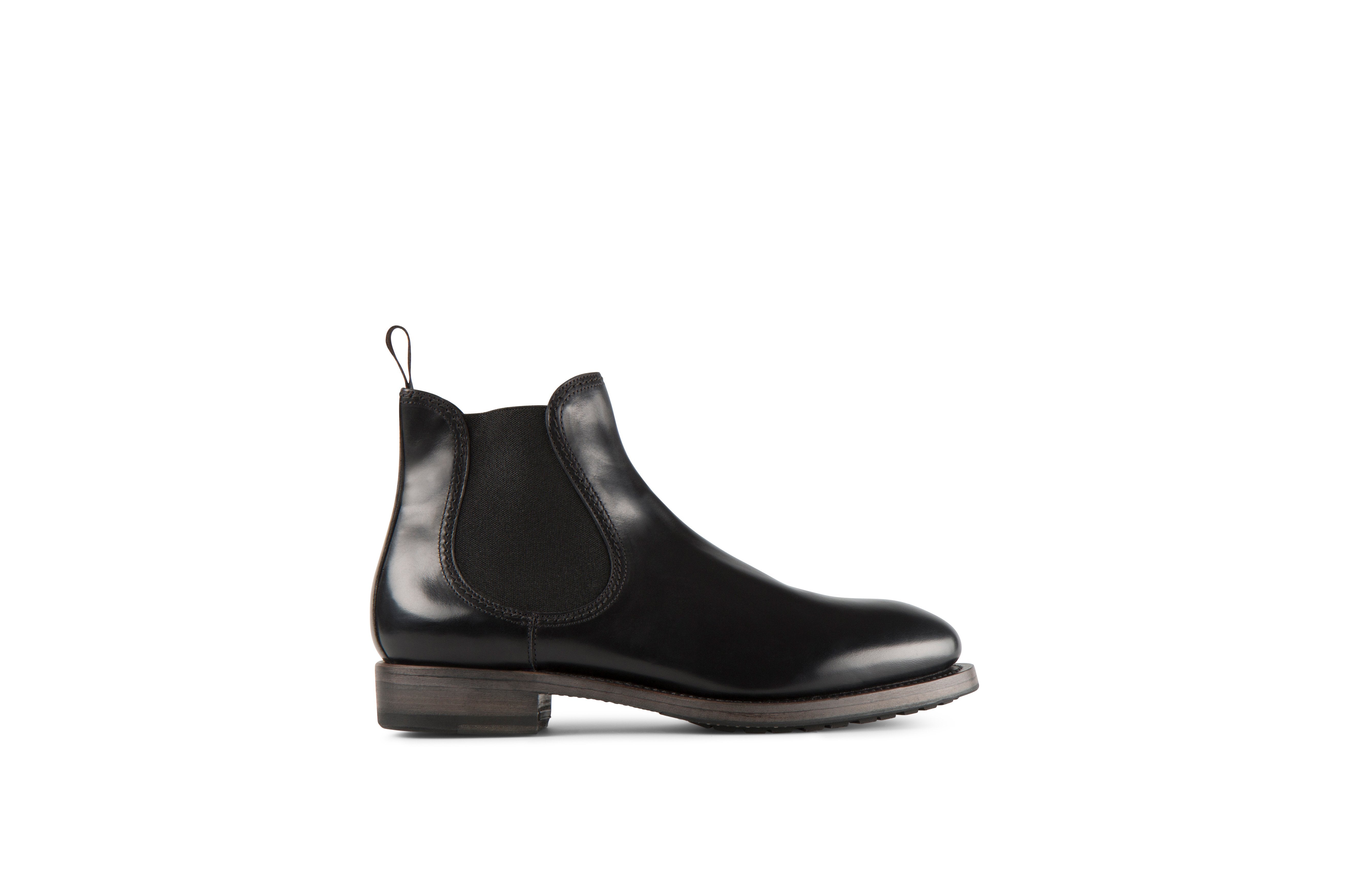 Hanoi Black Cordovan Leather Chelsea Boots