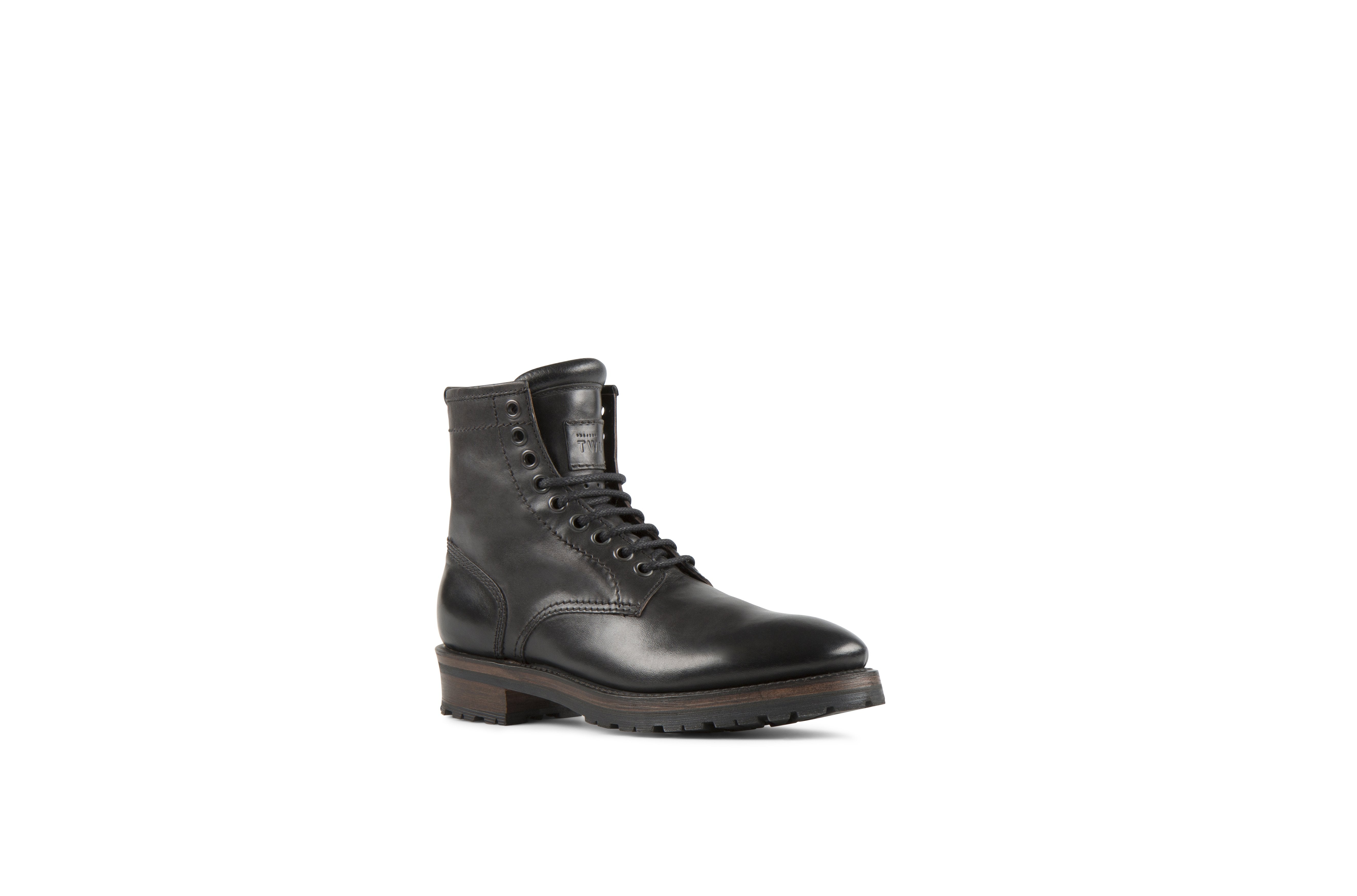 Royal Black Cordovan Leather Logger Boots