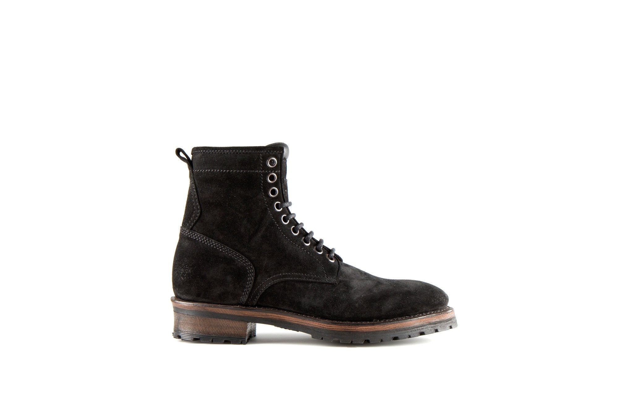 Royal Black Suede Leather Logger Boots