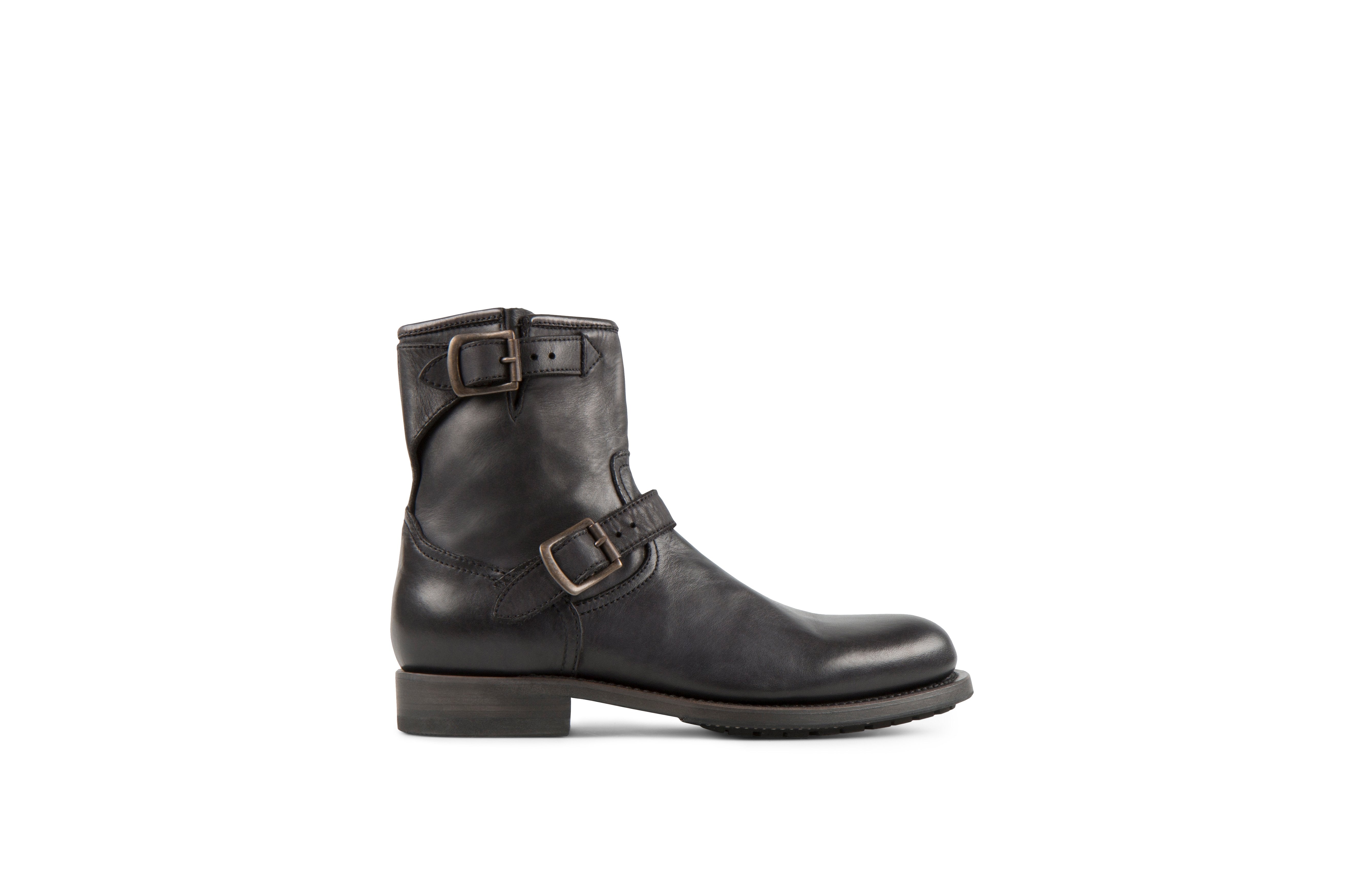 Lowrider Black Washed Calf Leather Rock Boots